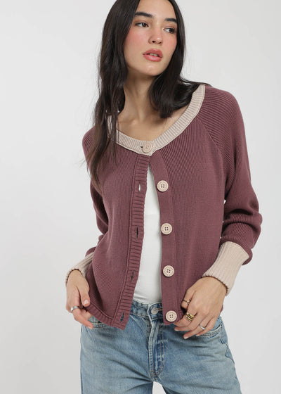 Cardigan Tejido Contratono Mujer Light Gray