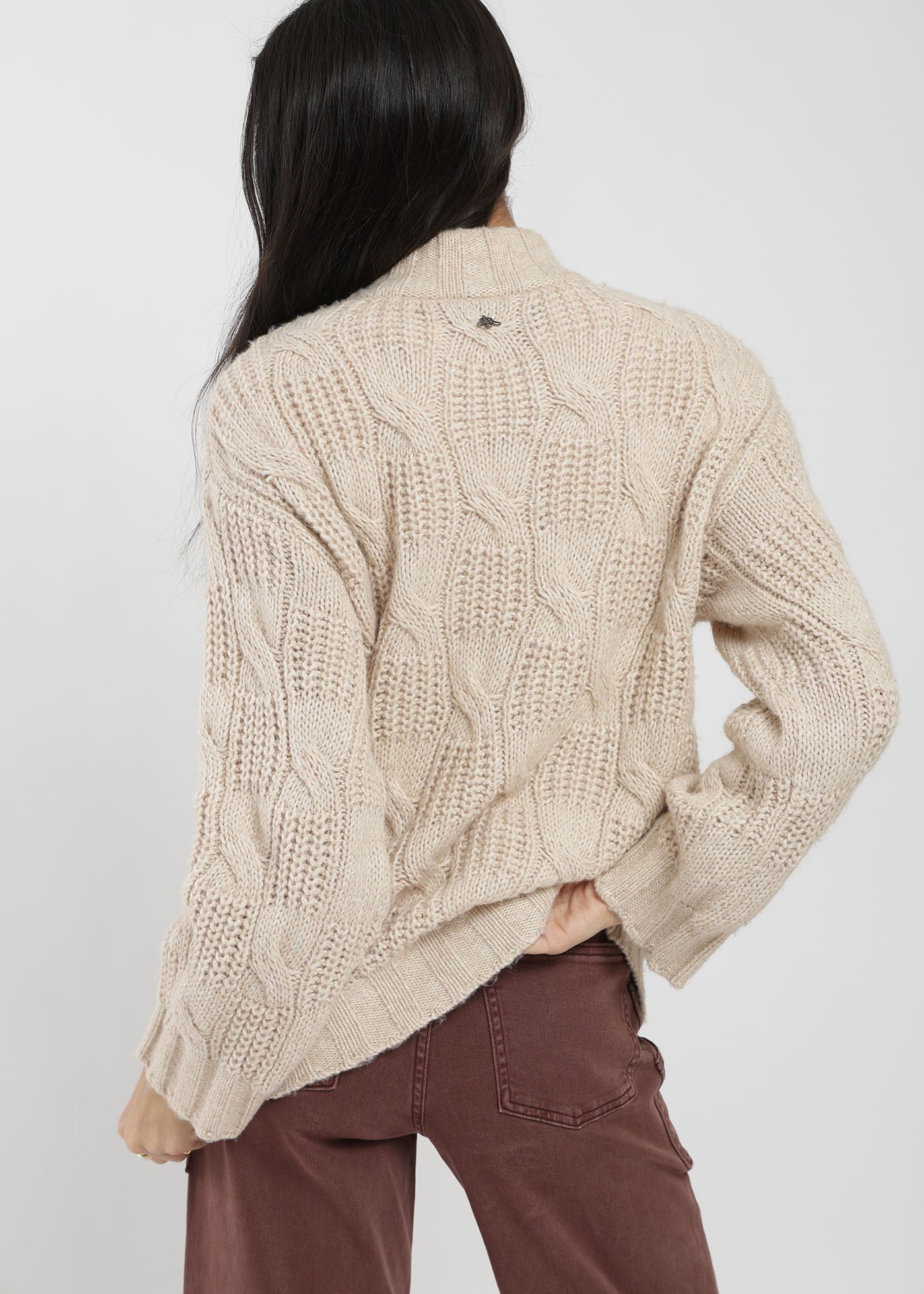 Chaleco Tejido Cuello Redondo Daily Texture Mujer - Beige