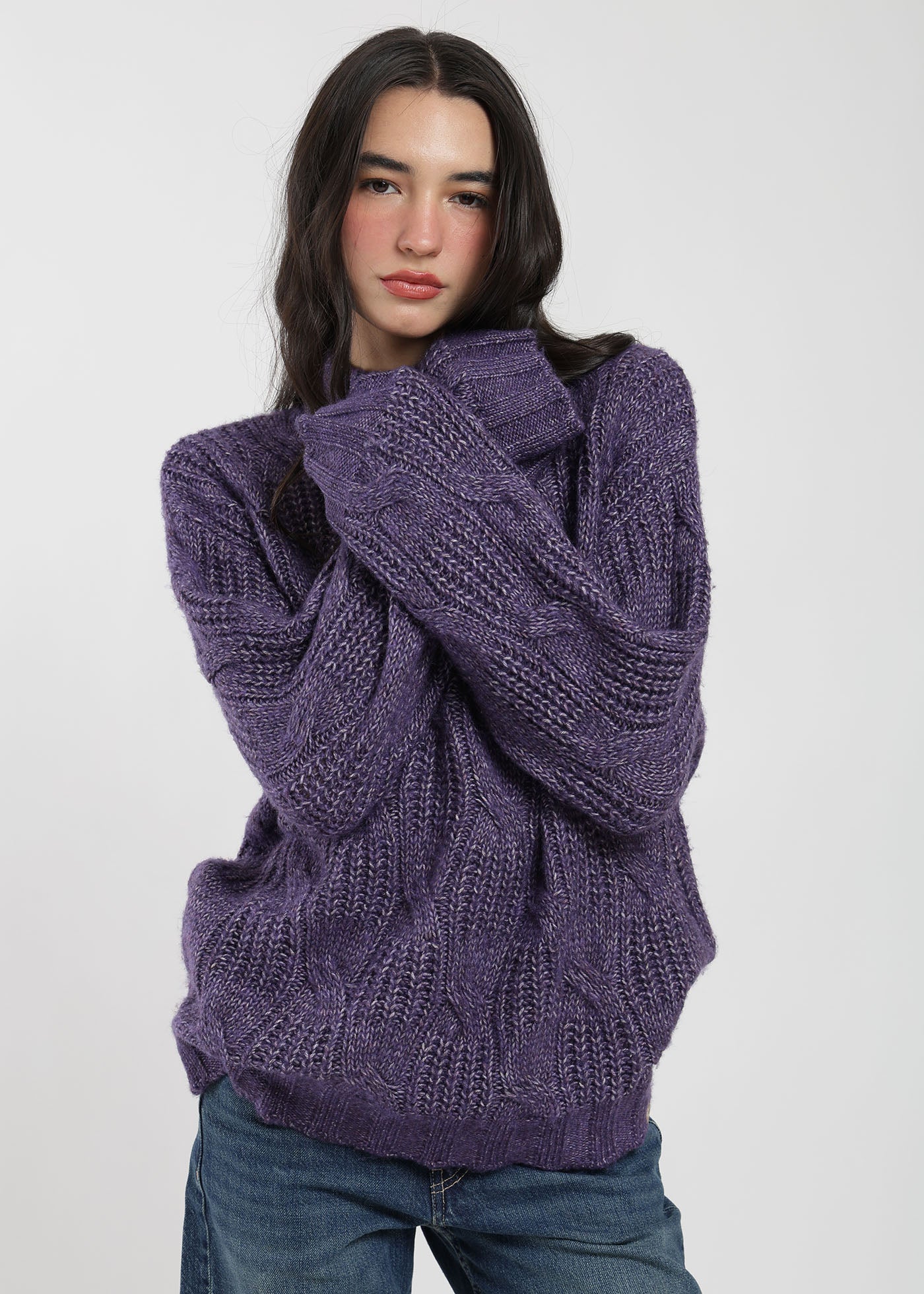 Chaleco Tejido Cuello Redondo Daily Texture Mujer - Morado