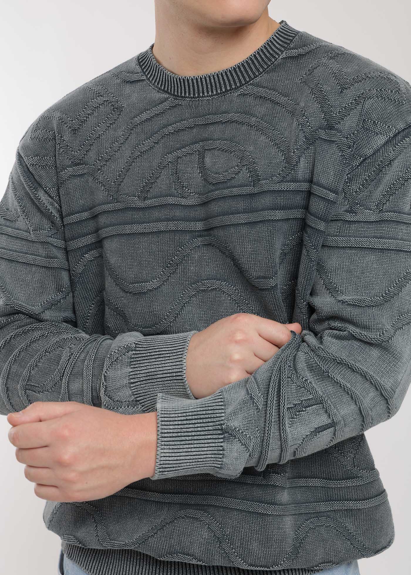 Chaleco Tejido Cuello Redondo Jacquard Hombre - Azul