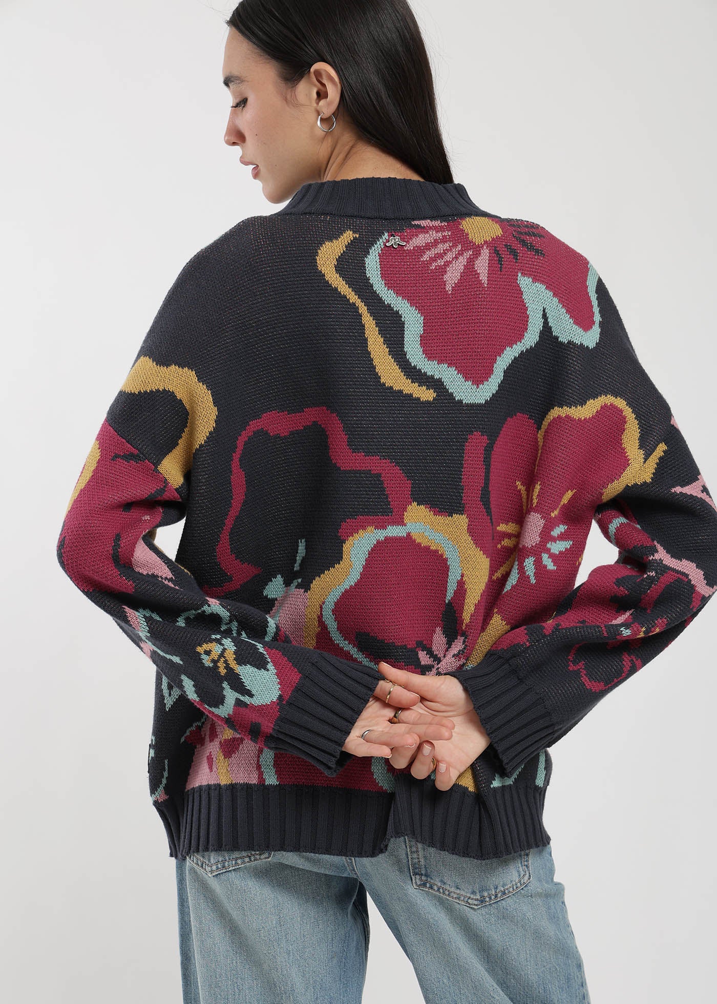 Chaleco Tejido Cuello Redondo Jacquard Mujer