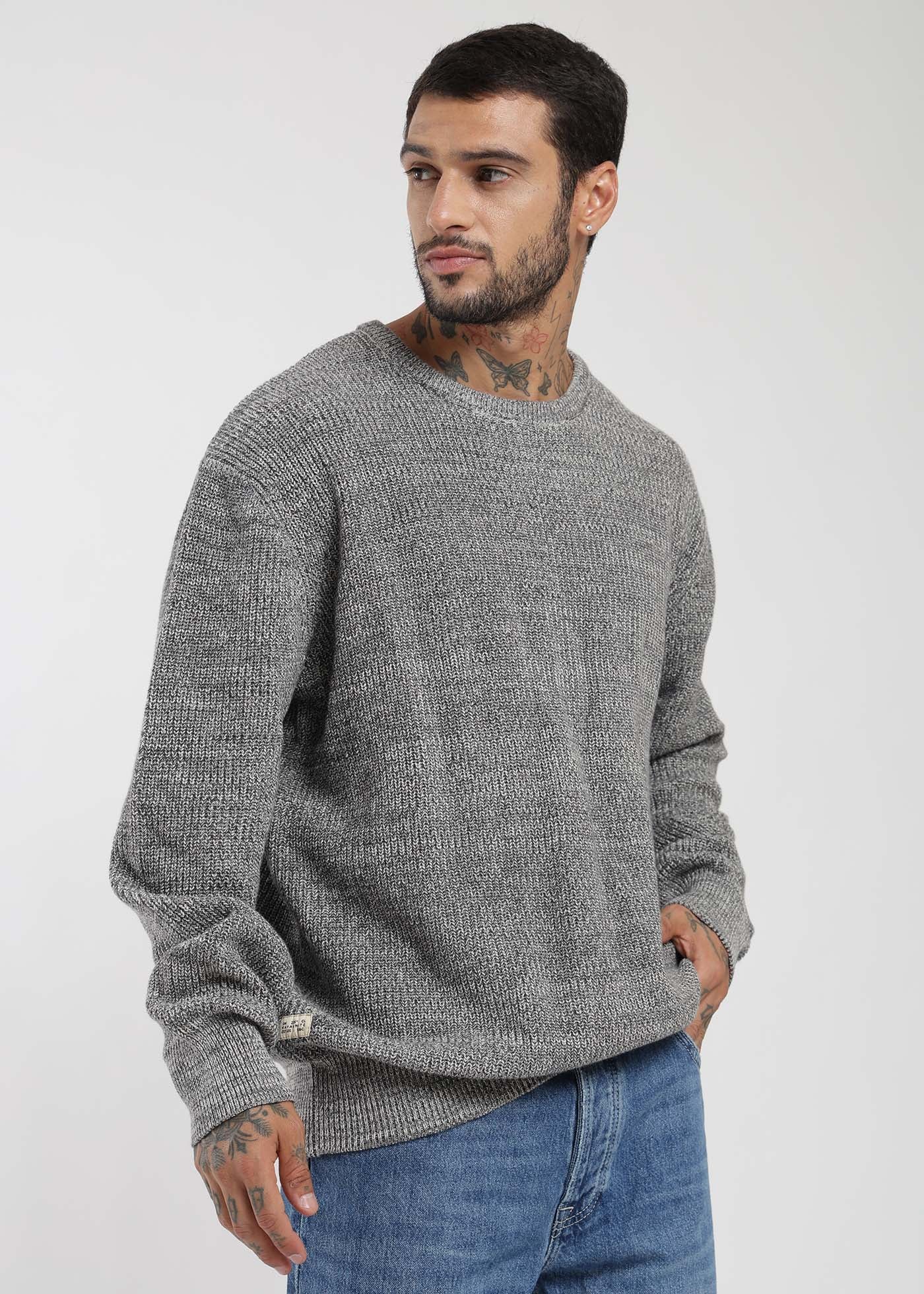 Chaleco Tejido Cuello Redondo Melange Hombre - Gris