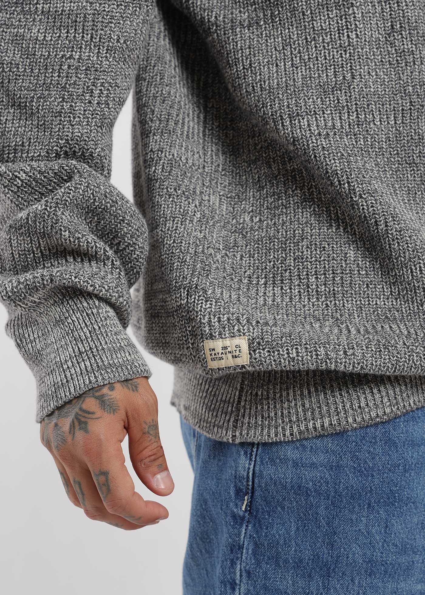 Chaleco Tejido Cuello Redondo Melange Hombre - Gris