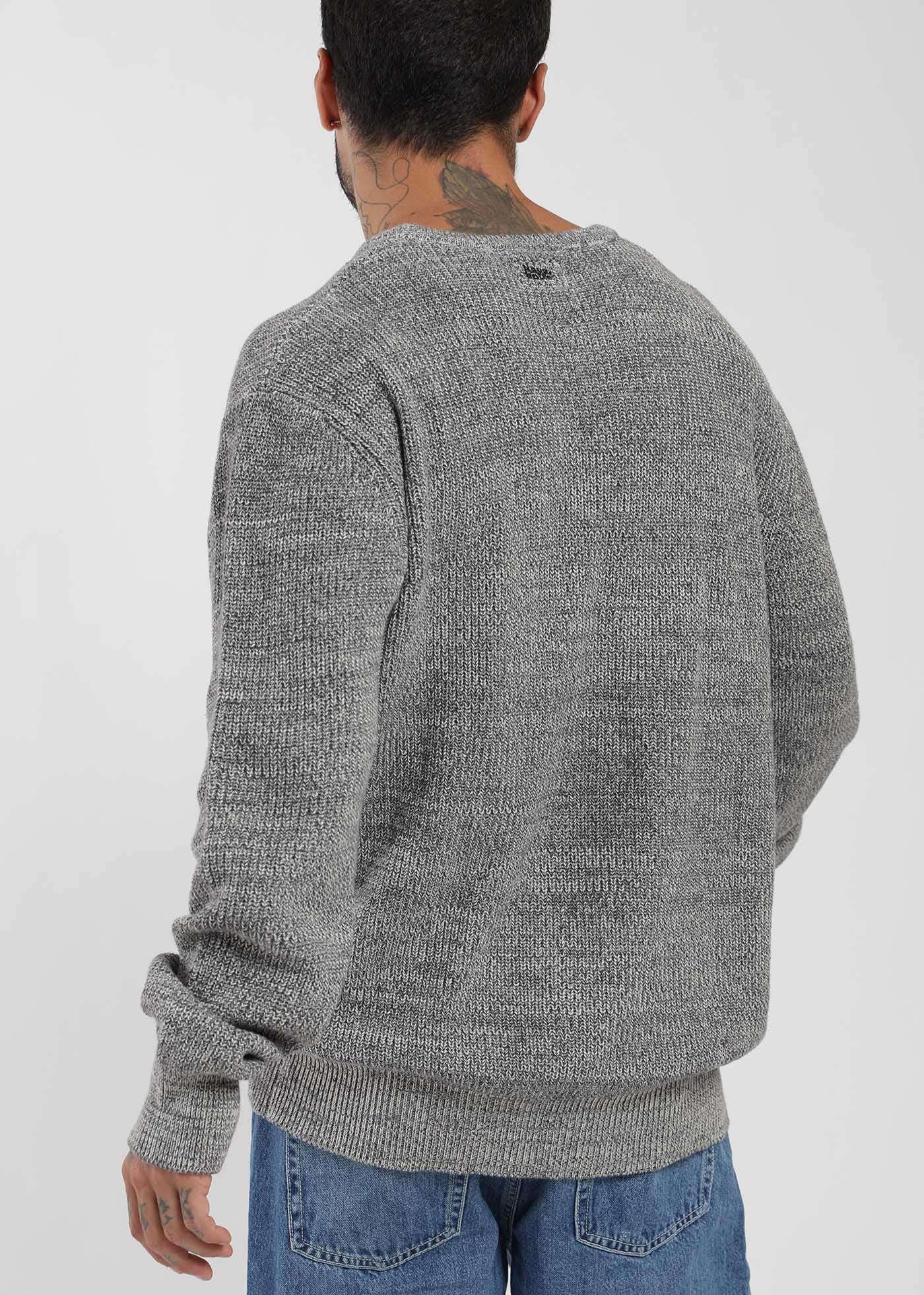 Chaleco Tejido Cuello Redondo Melange Hombre - Gris