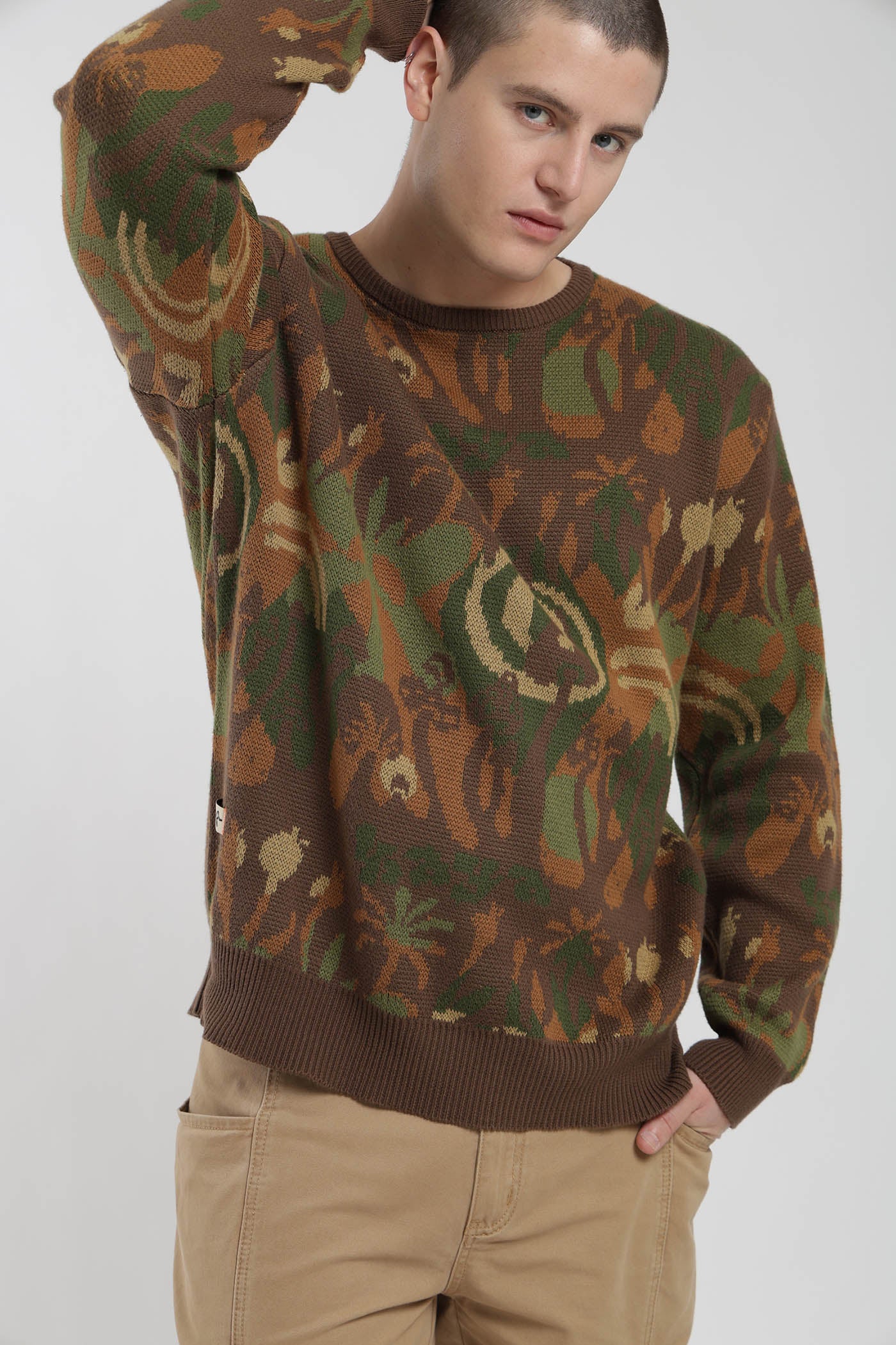 Chaleco Tejido Cuello Redondo Print Hombre - Verde