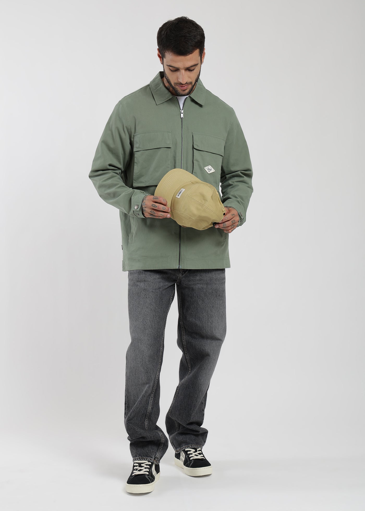 Chaqueta Clásica Cargo Patch Hombre Verde #Color_Verde