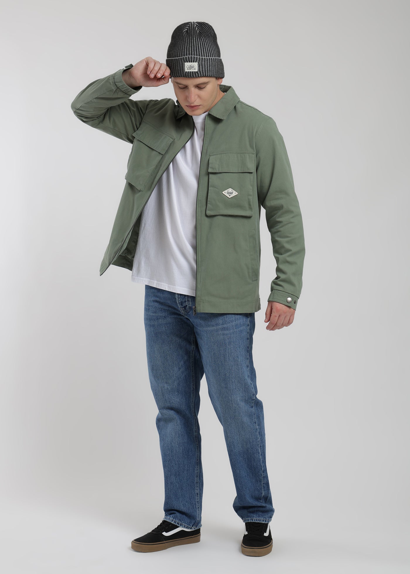 Chaqueta Clásica Cargo Patch Hombre Verde #Color_Verde