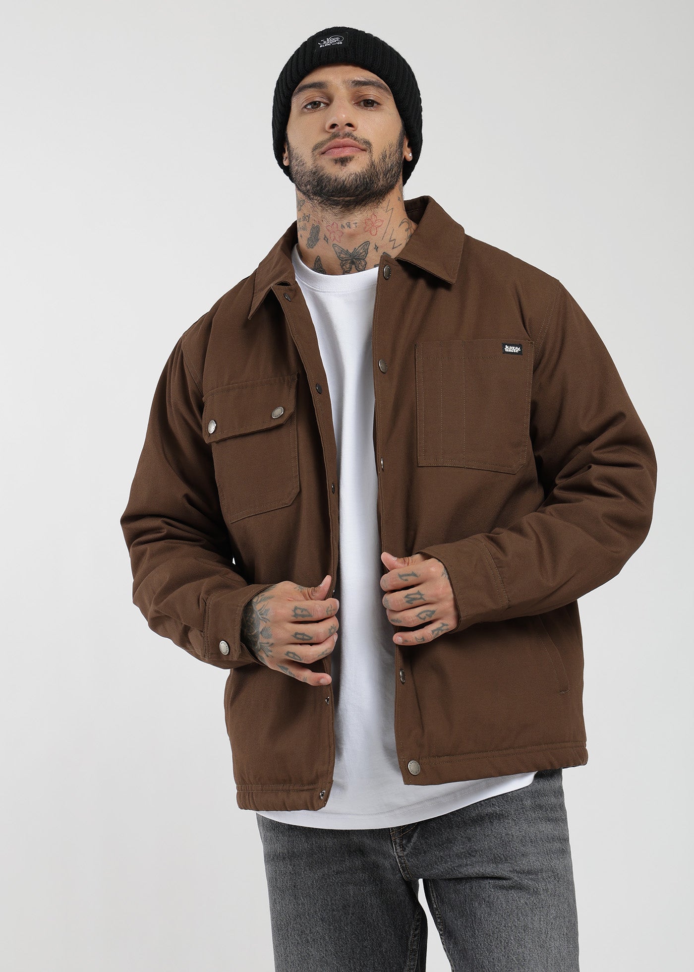 Chaqueta Clásica Fur Canva Hombre Café #Color_Café