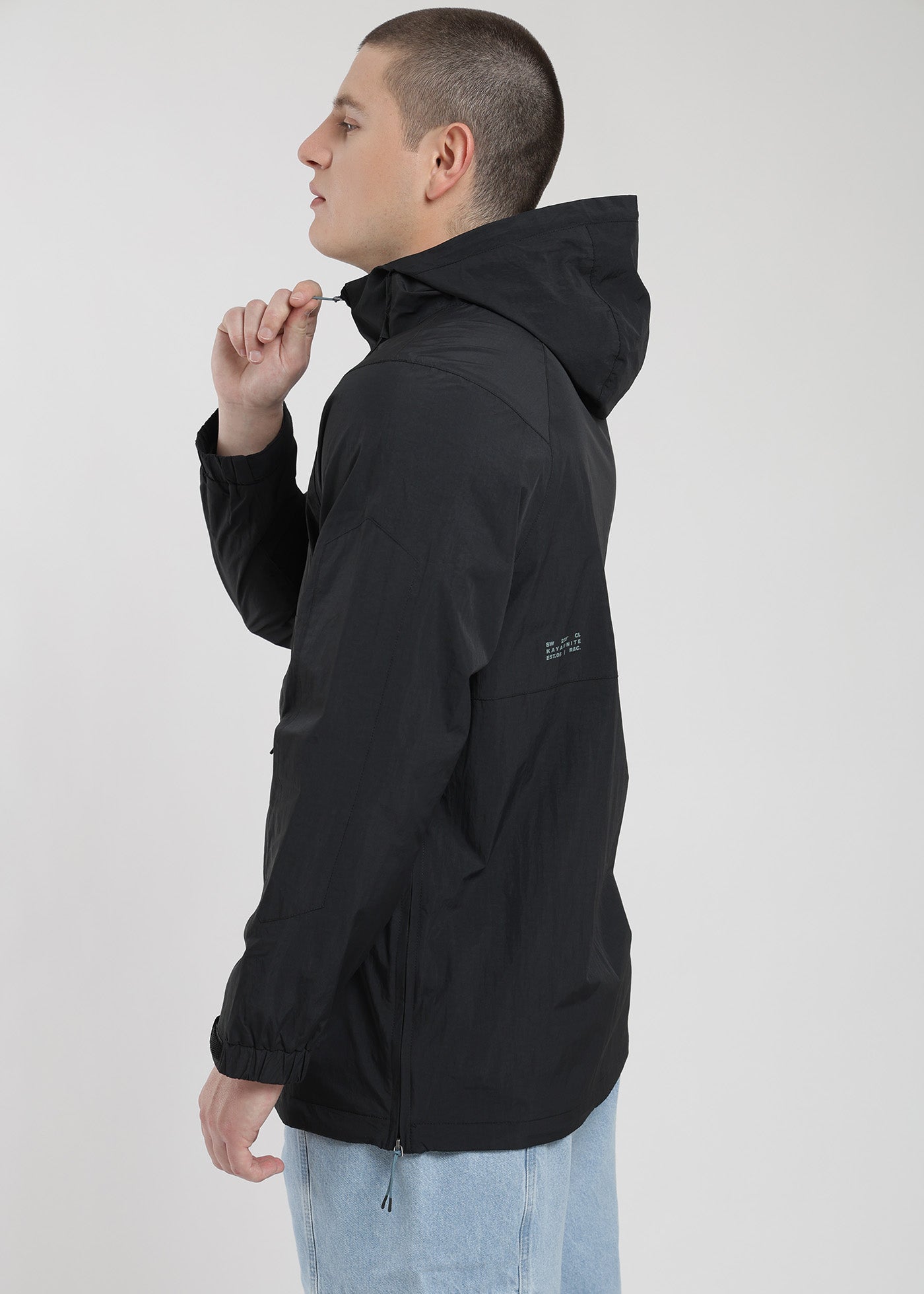 Chaqueta Cortaviento Anorak Hombre Negro #Color_Negro