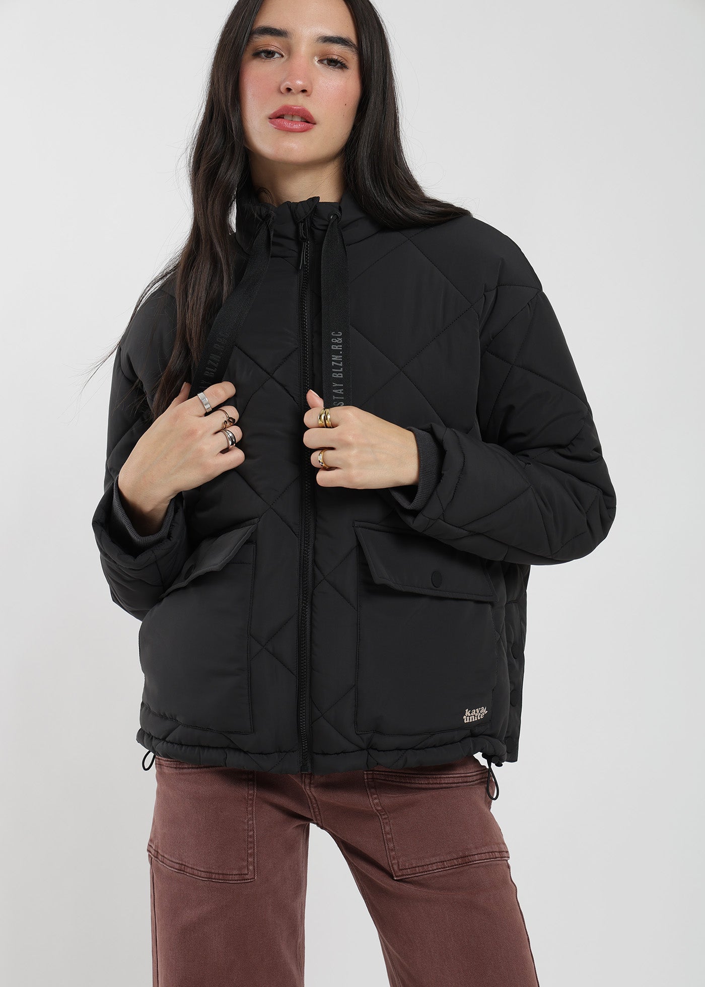 Parka Puffa Nylon Mujer - Negro