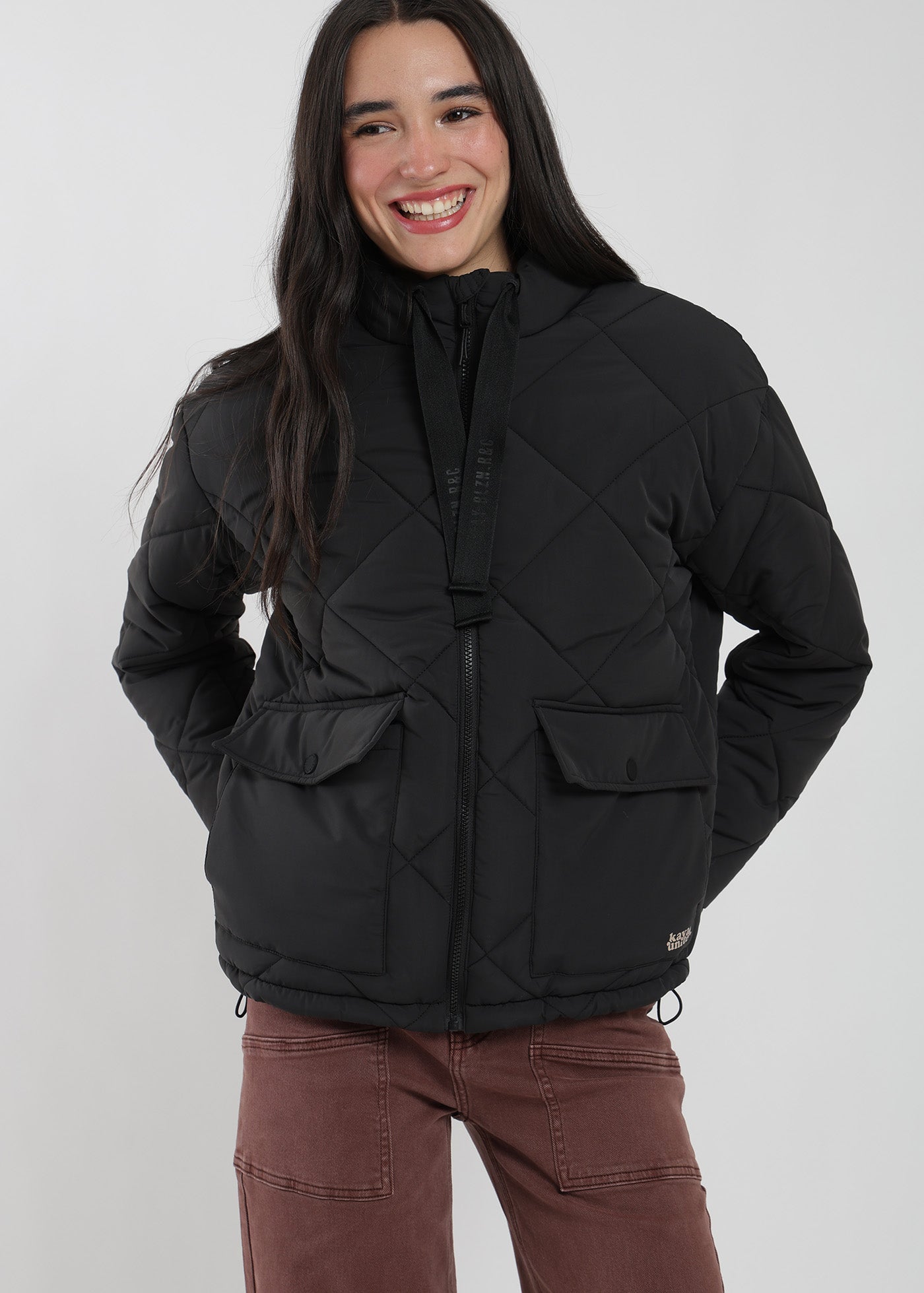 Parka Puffa Nylon Mujer - Negro