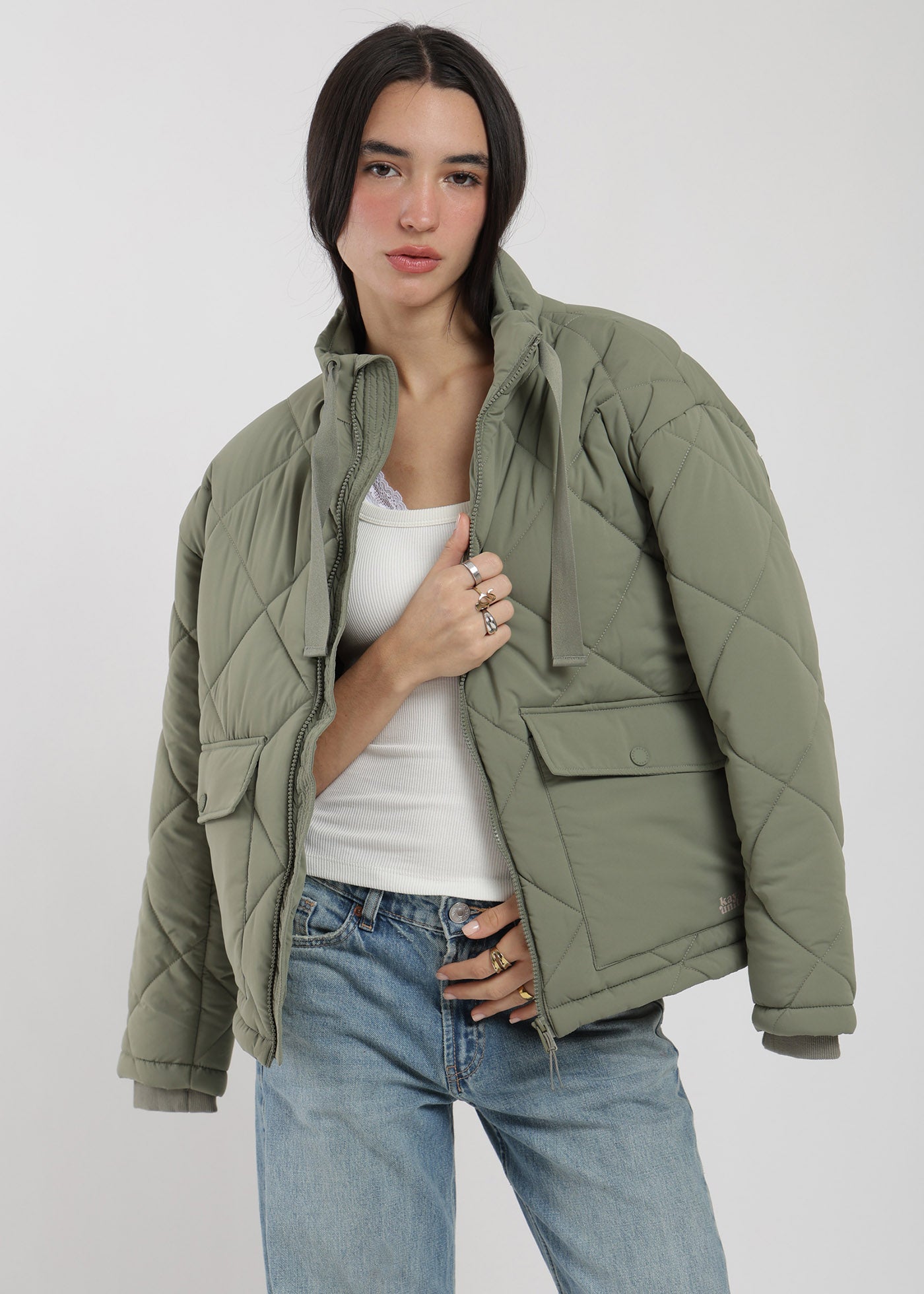 Parka Puffa Nylon Mujer - Oliva