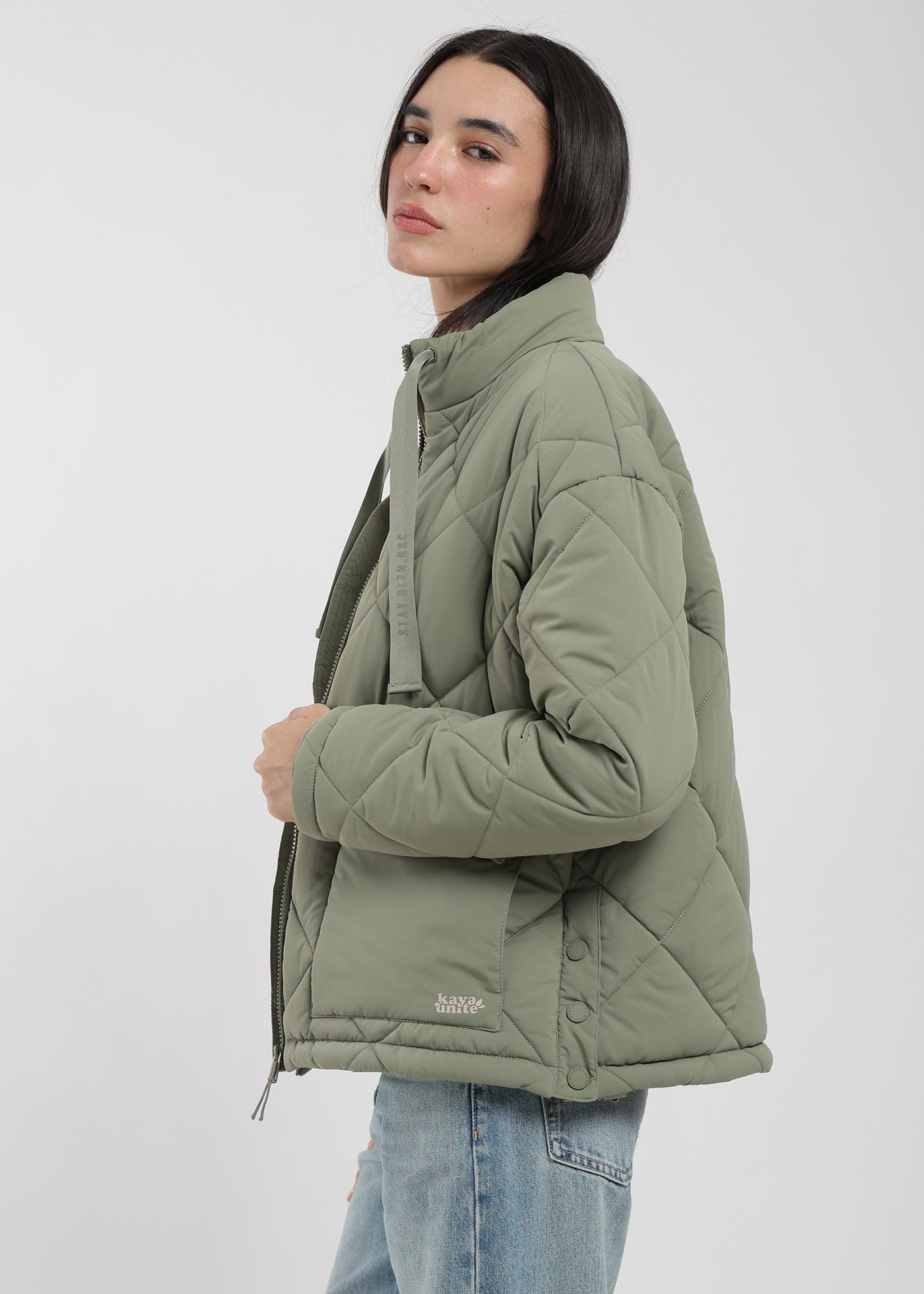 Parka Puffa Nylon Mujer - Oliva