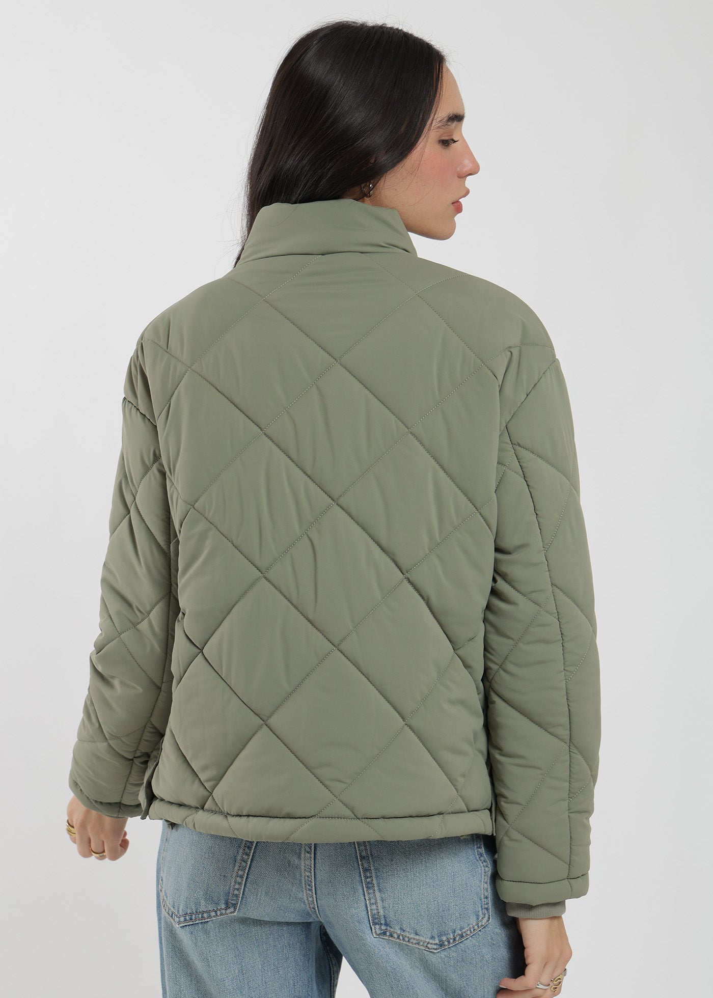 Parka Puffa Nylon Mujer - Oliva
