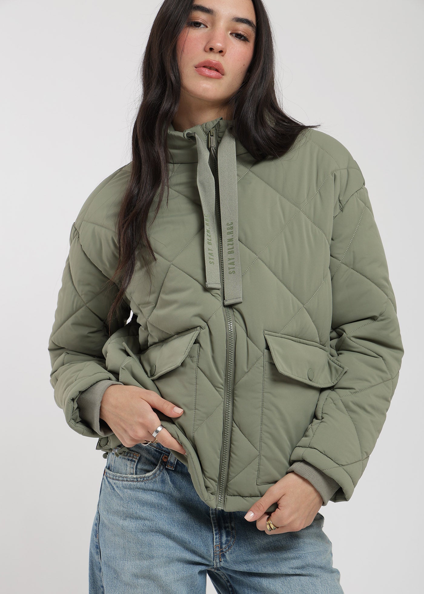 Parka Puffa Nylon Mujer - Oliva