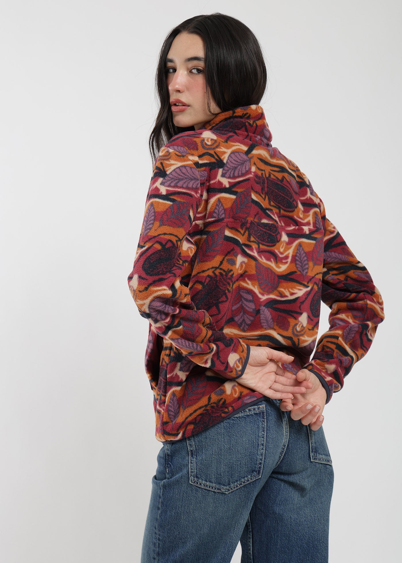 Polar Half Snap Print Mujer Light Gray