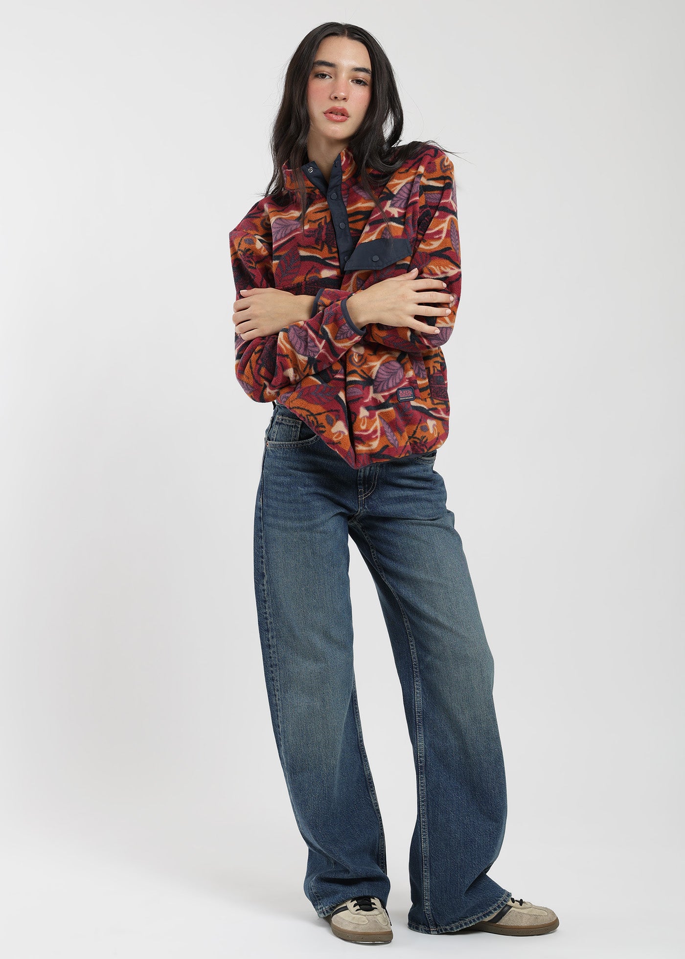 Polar Half Snap Print Mujer Lavender