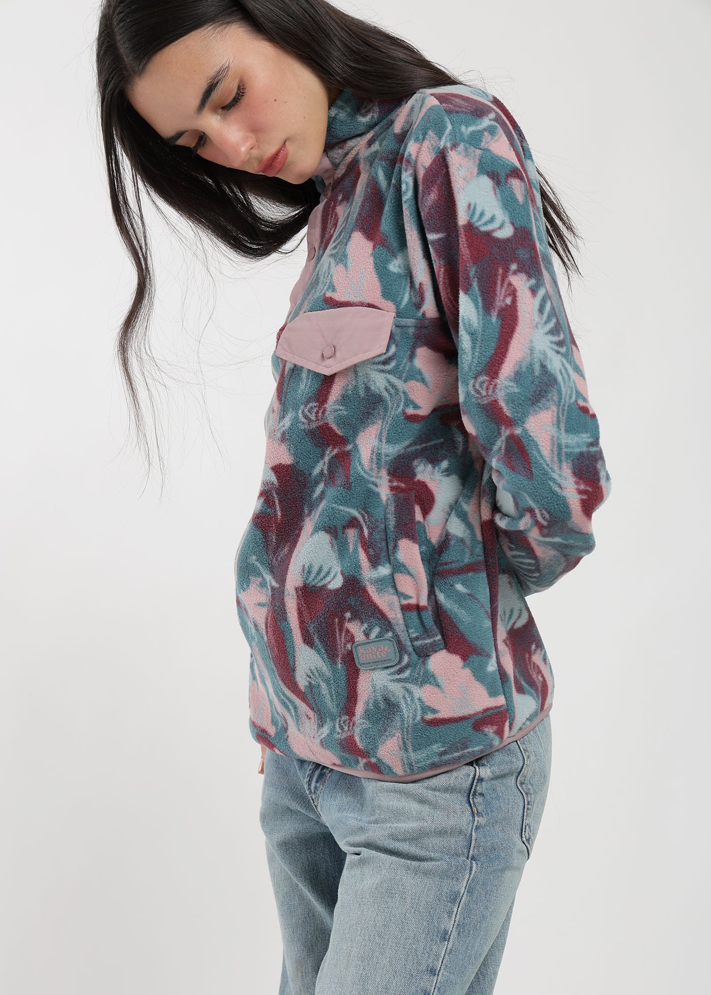 Polar Half Snap Print Mujer Lavender