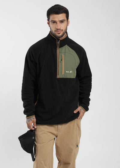 Polar Medio Cierre Retro Hombre Black #Color_Negro