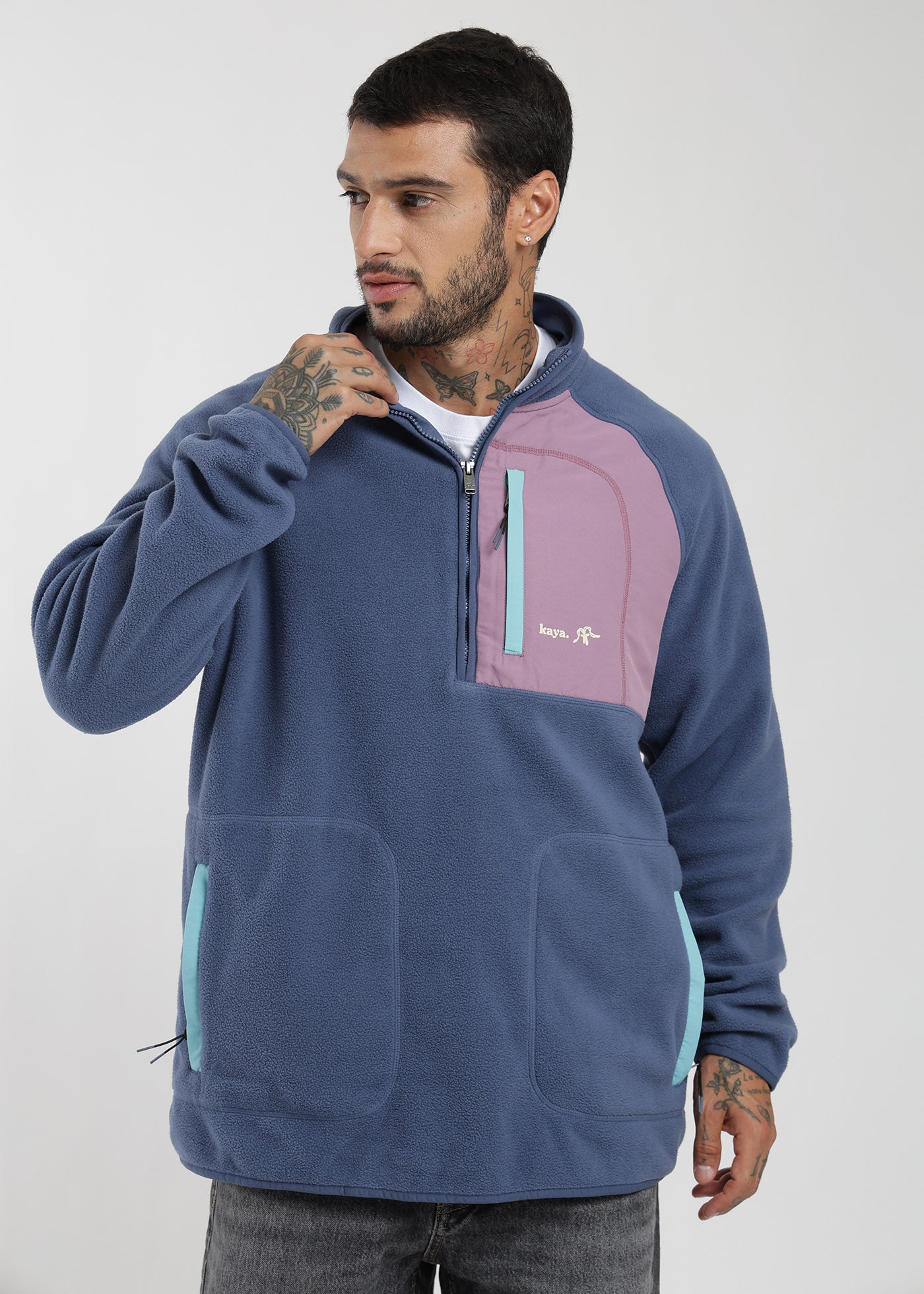 Polar Medio Cierre Retro Hombre Light Gray