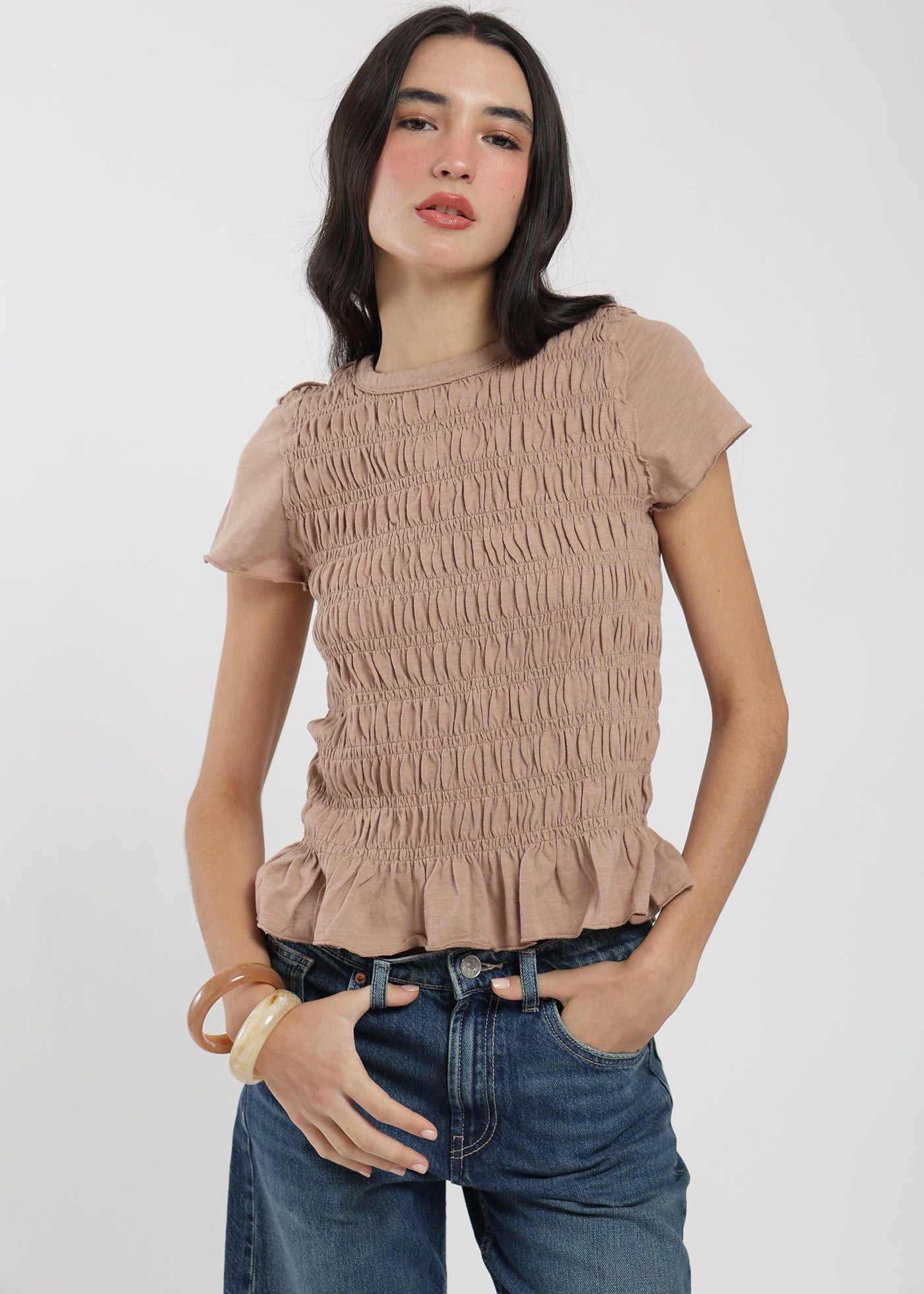 Polera Algodón Panal Mujer Rosy Brown