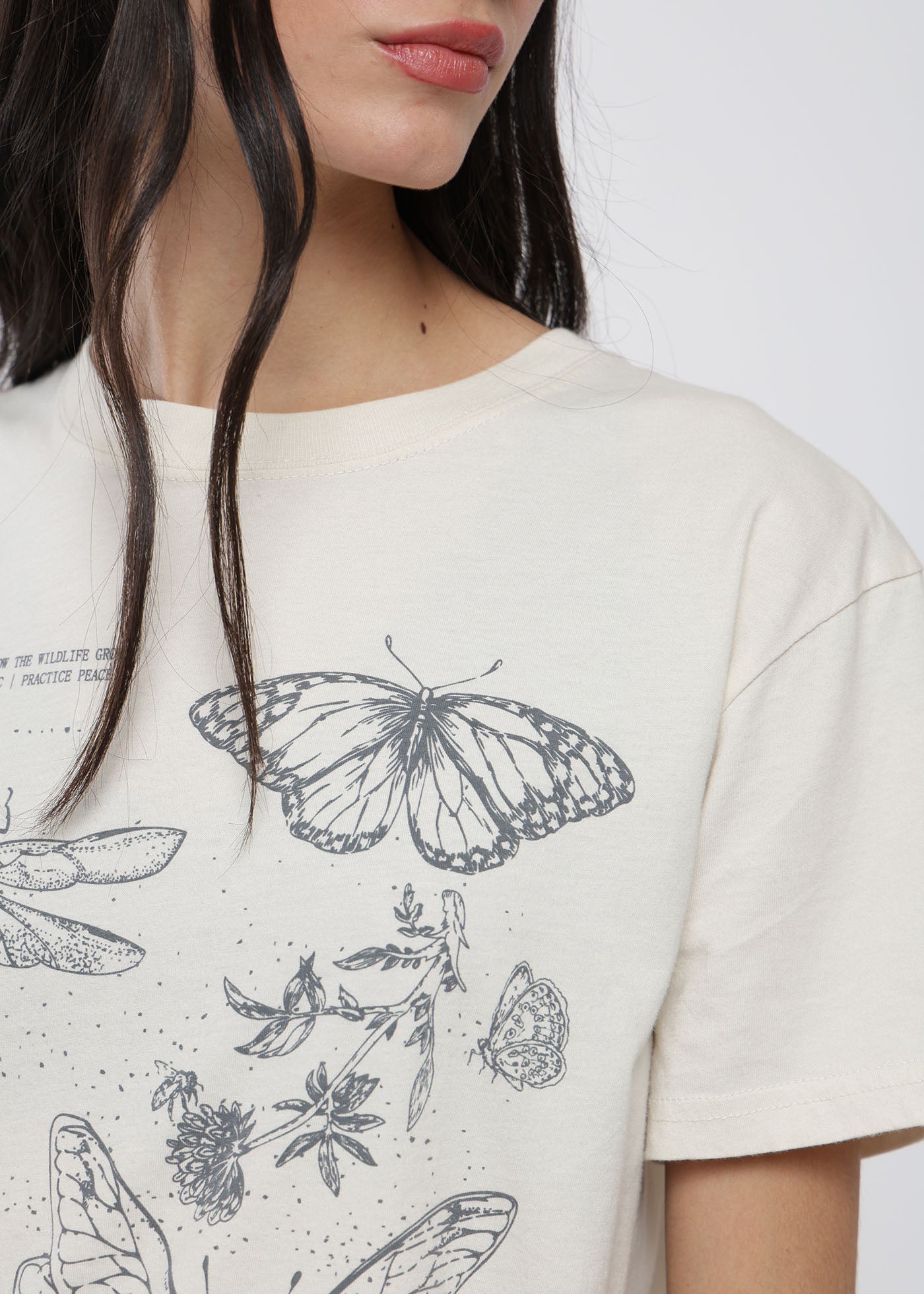 Polera Diseño Algodón Print Botanical Mujer - Blanca
