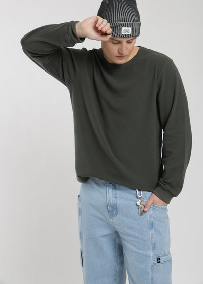 Polera Manga Larga Algodón Waffle Hombre - Gris Light Gray