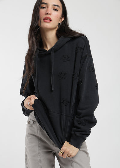 Polerón Hoodie Algodón Print Stars Mujer - Negro Black