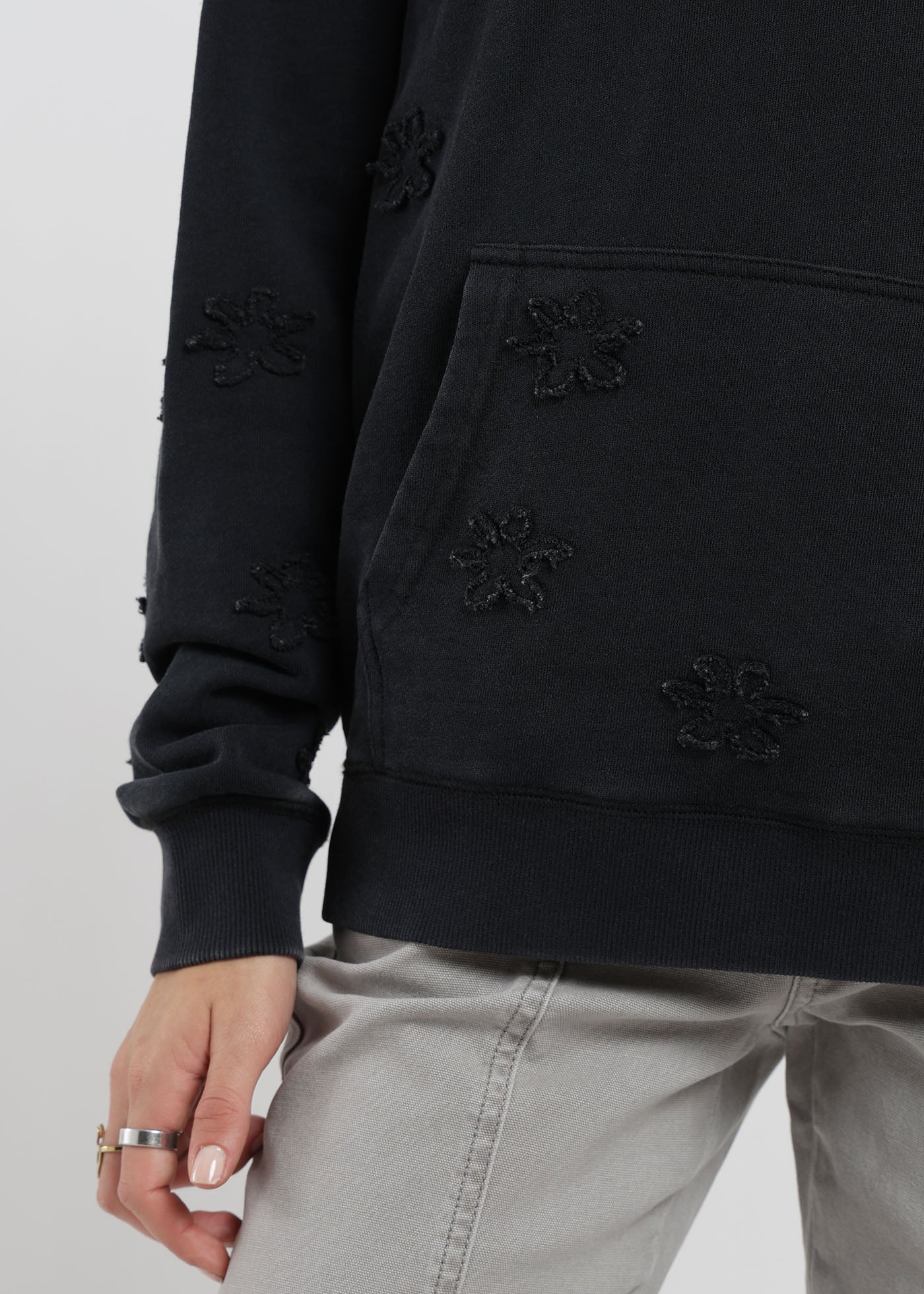 Polerón Hoodie Algodón Print Stars Mujer - Negro Black