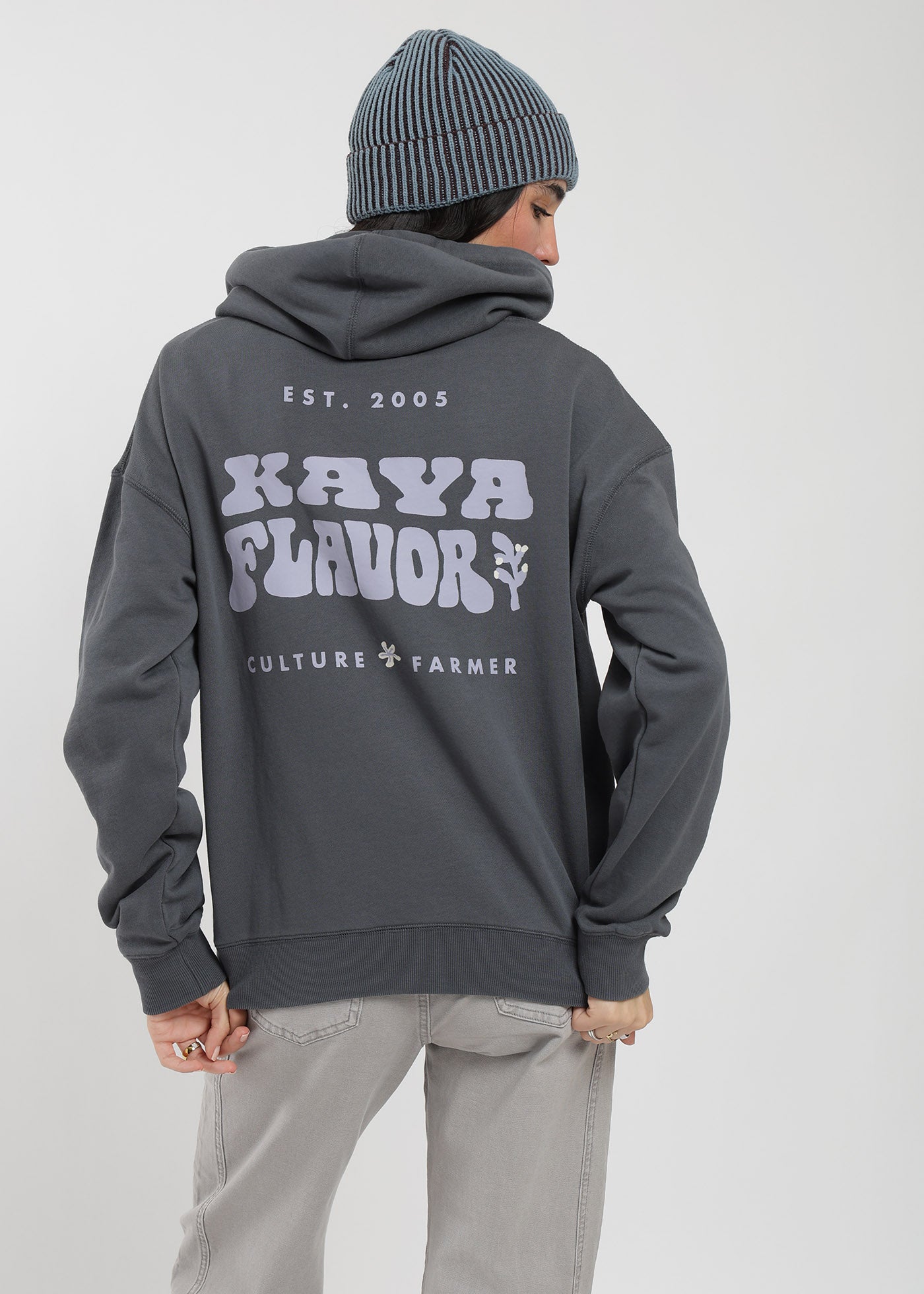 Polerón Hoodie Algodón Print Stone Flavor Mujer - Azul