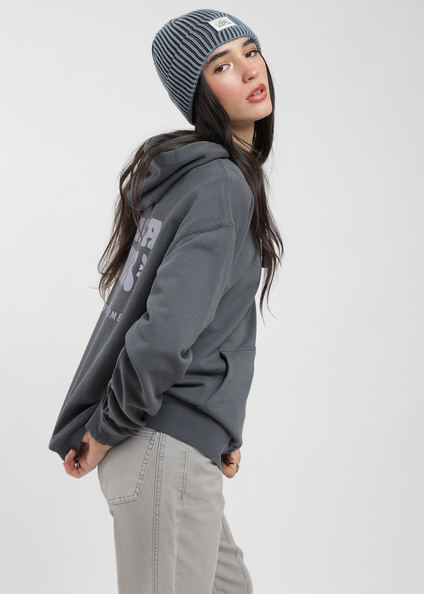 Polerón Hoodie Algodón Print Stone Flavor Mujer - Azul Lavender