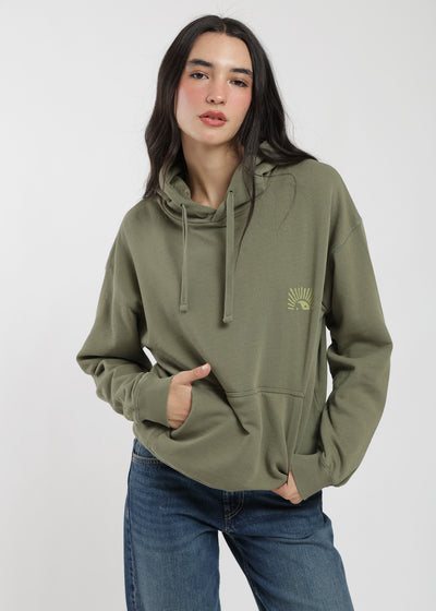 Polerón Hoodie Algodón Print Sun Kaya Mujer - Oliva Dim Gray