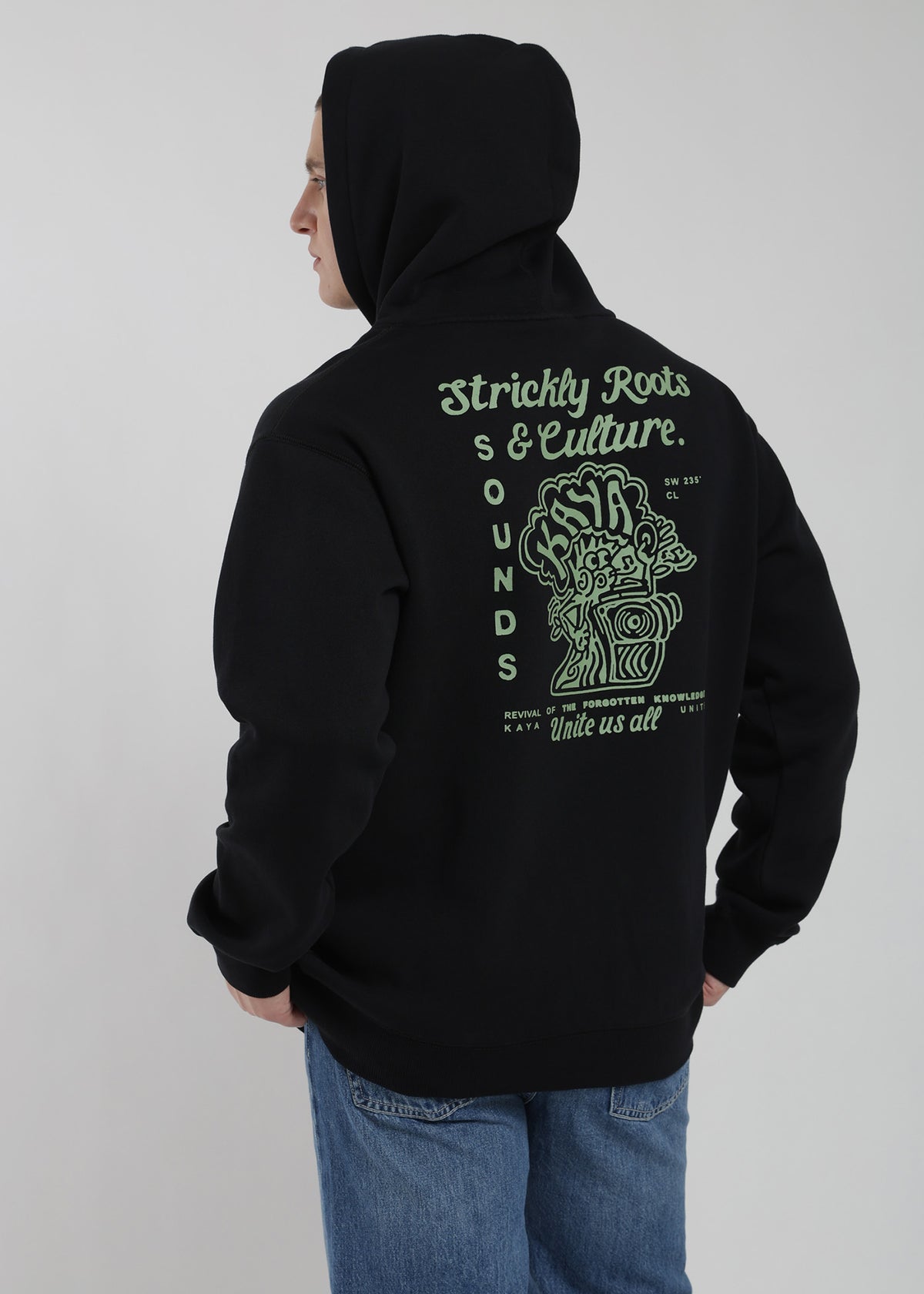 Polerón Hoodie Roots Hombre Negro - Kaya Unite