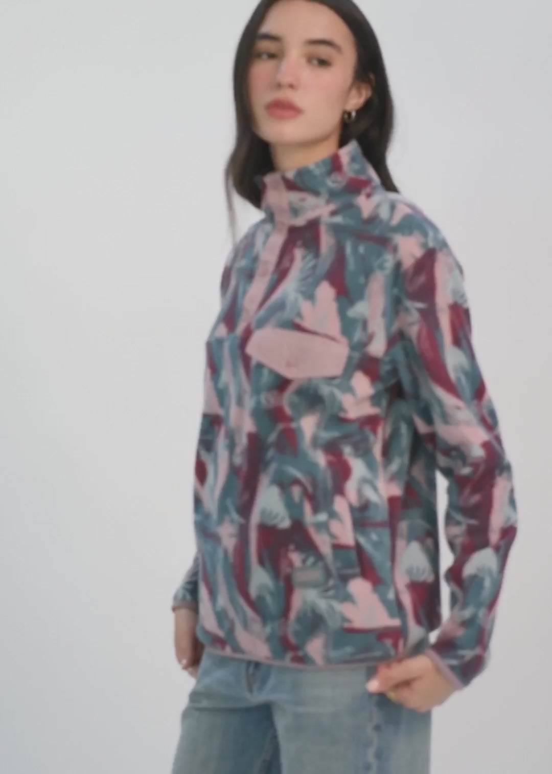 Polar Half Snap Print Mujer Lavender #Color_Petrol