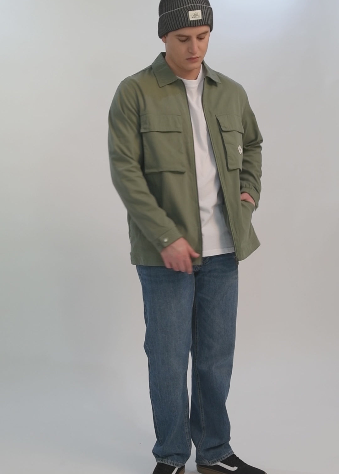 Chaqueta Clásica Cargo Patch Hombre Verde #Color_Verde