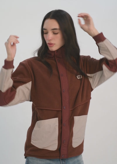 Polar Con Cierre Mix Fabric Mujer Burdeo #Color_Burdeo