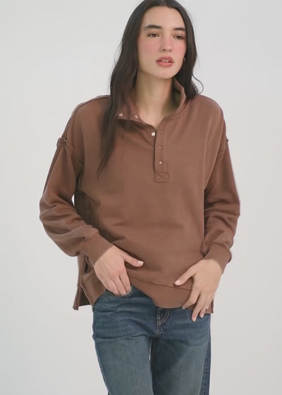 Polerón Algodón Half Snaps Murta Mujer Lavender #Color_Chocolate