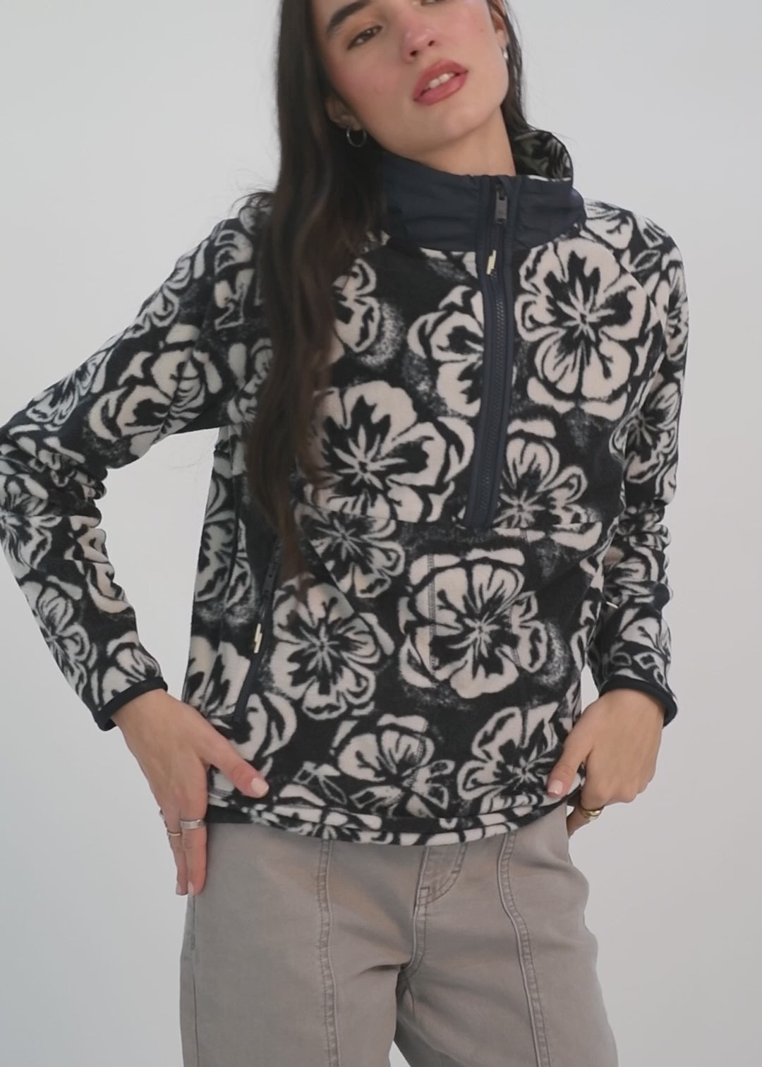 Polar Medio Cierre Raglan Mujer Navy #Color_Navy
