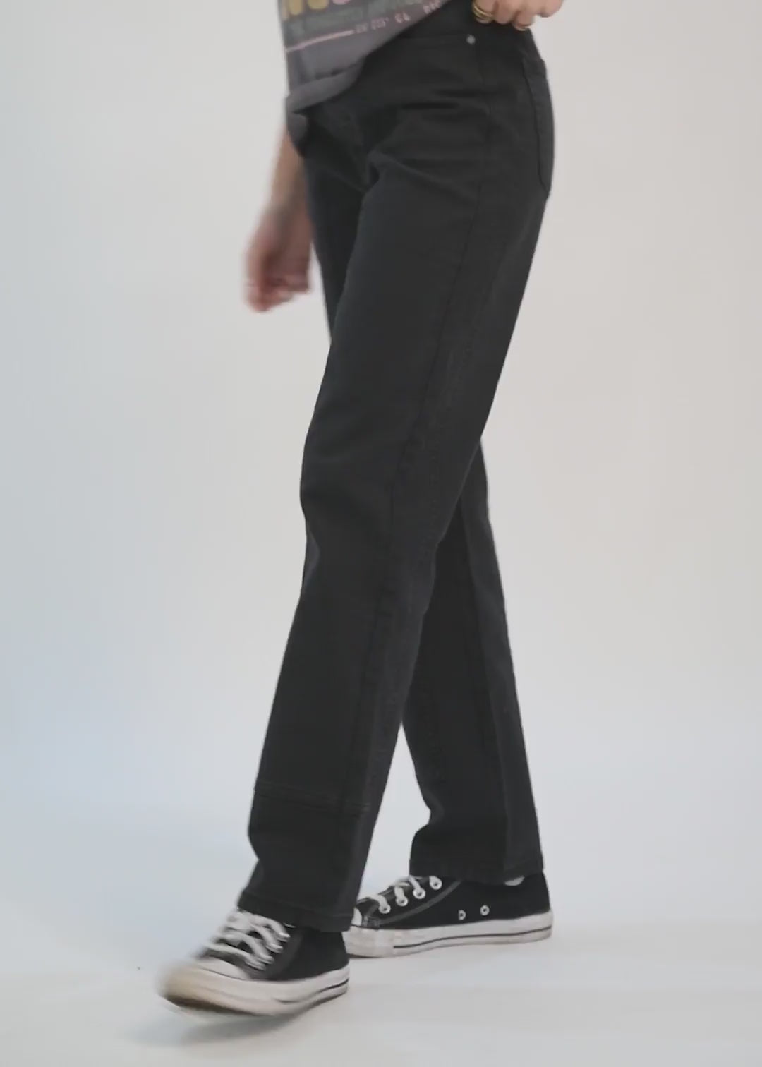 Pantalón Recto Canvas Mujer Black #Color_Negro