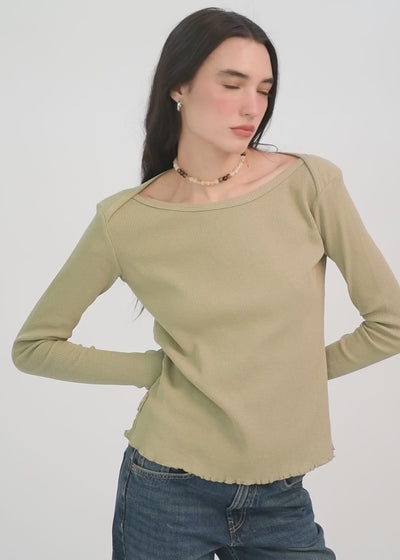 Polera Manga Larga Algodón Waffle Mujer Lavender #Color_Oliva