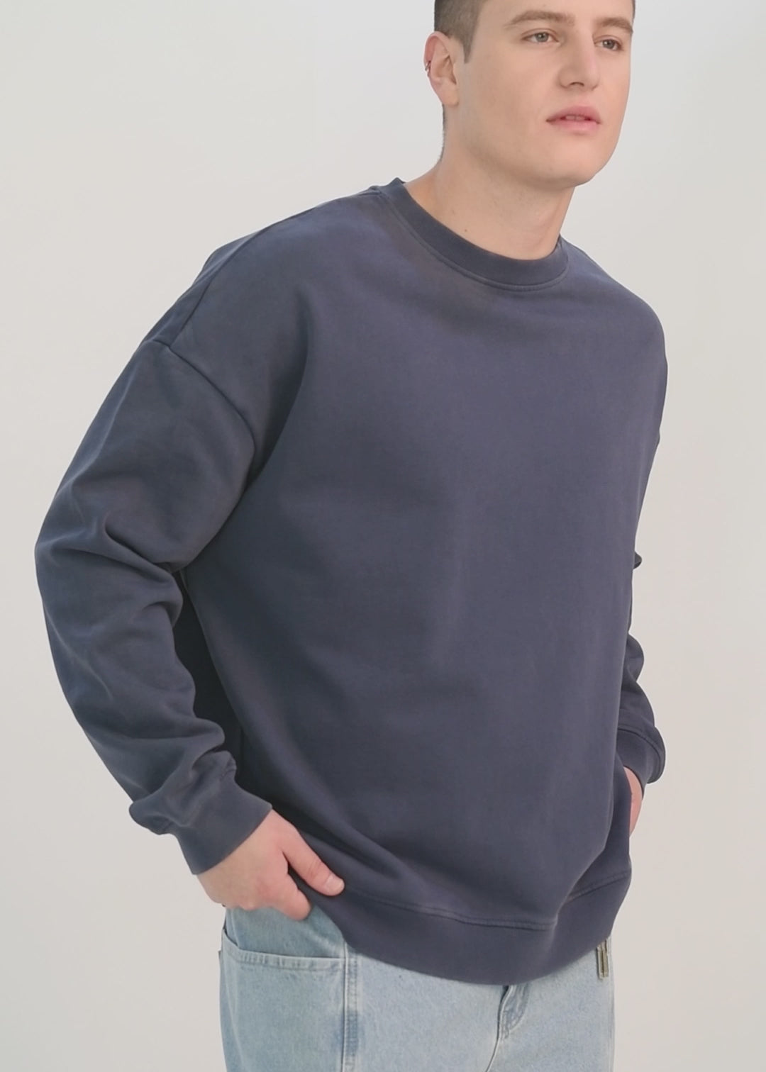 Polerón Cuello Redondo Street Hombre - Azul