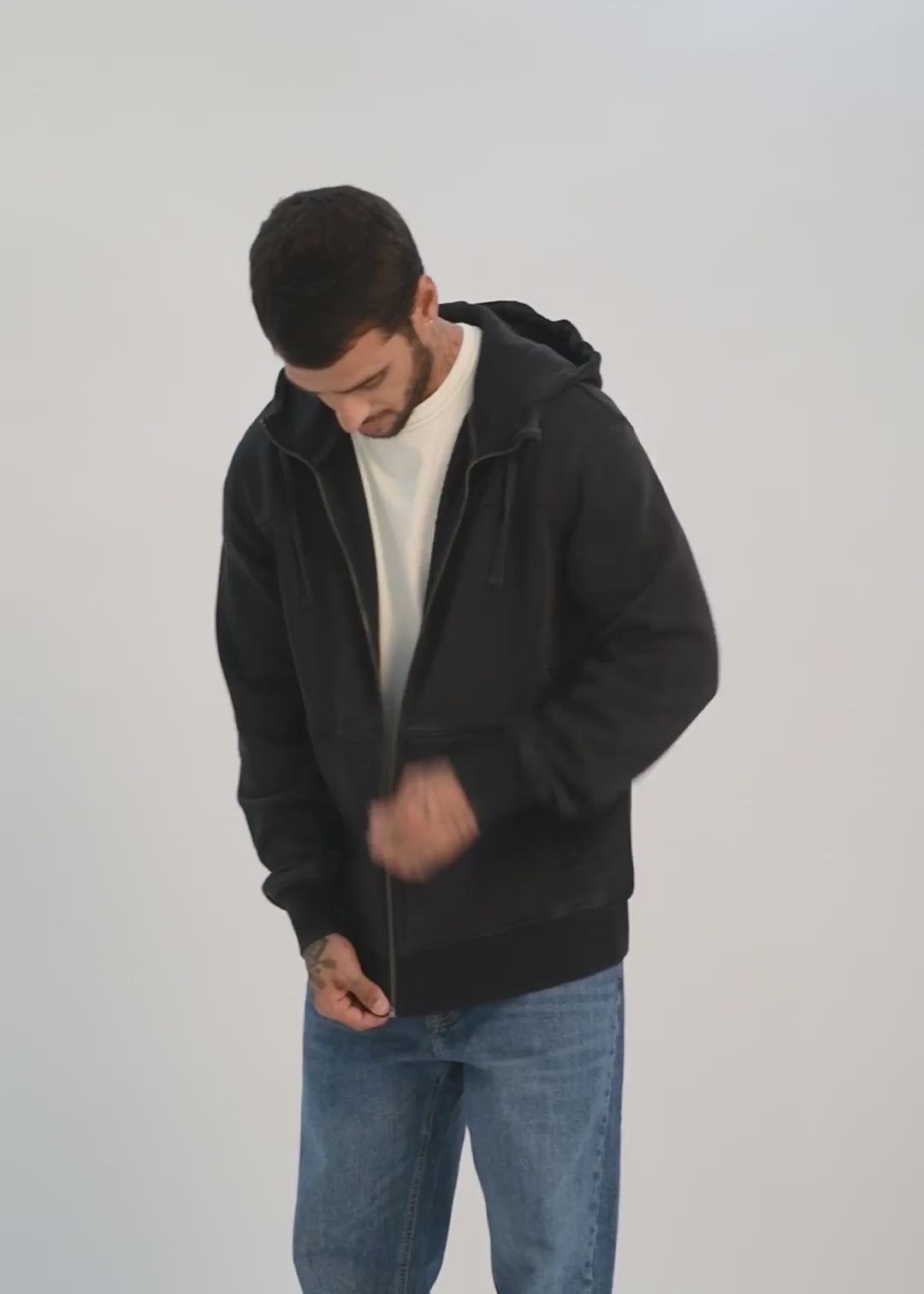 Polerón Con Cierre Daily Hombre Black #Color_Negro