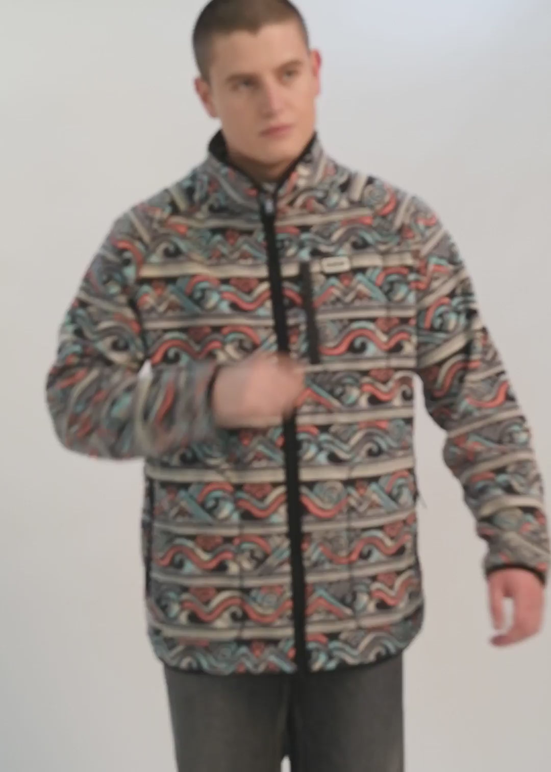 Polar Con Cierre Print Hombre Light Gray #Color_Agua