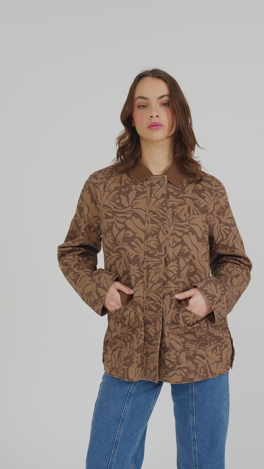 Chaqueta Clásica Twill Mujer #Color_Café