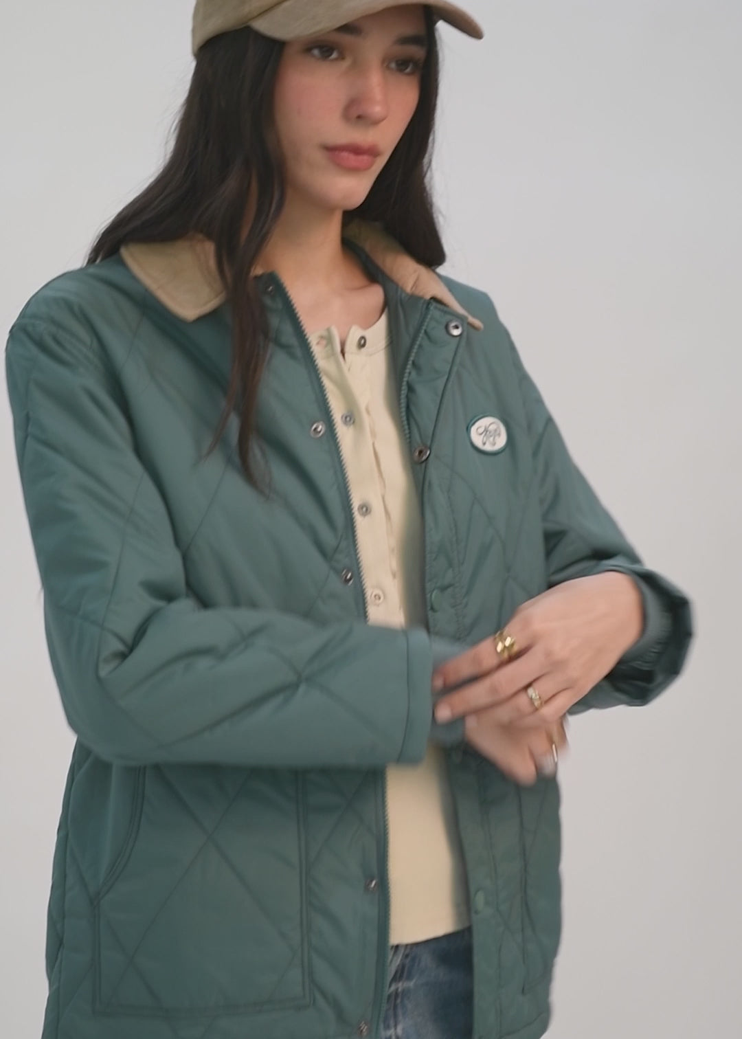 Parka Con Cierre Quilted Mujer Teal #Color_Teal
