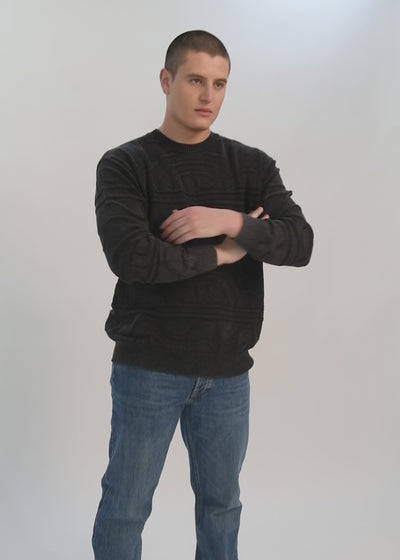 Chaleco Tejido Cuello Redondo Jacquard Hombre - Negro