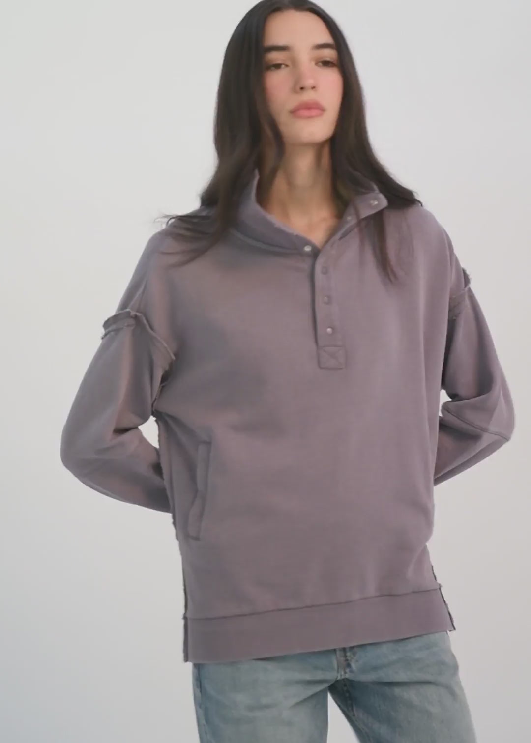 Polerón Algodón Half Snaps Murta Mujer Lavender #Color_Morado