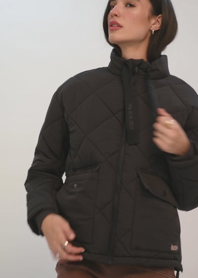 Parka Puffa Nylon Mujer - Negro