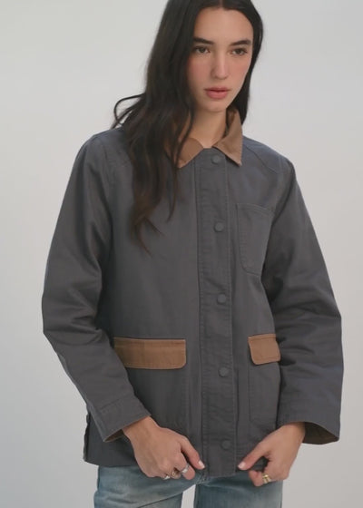 Chaqueta Clásica Twill Mujer Light Gray #Color_Navy