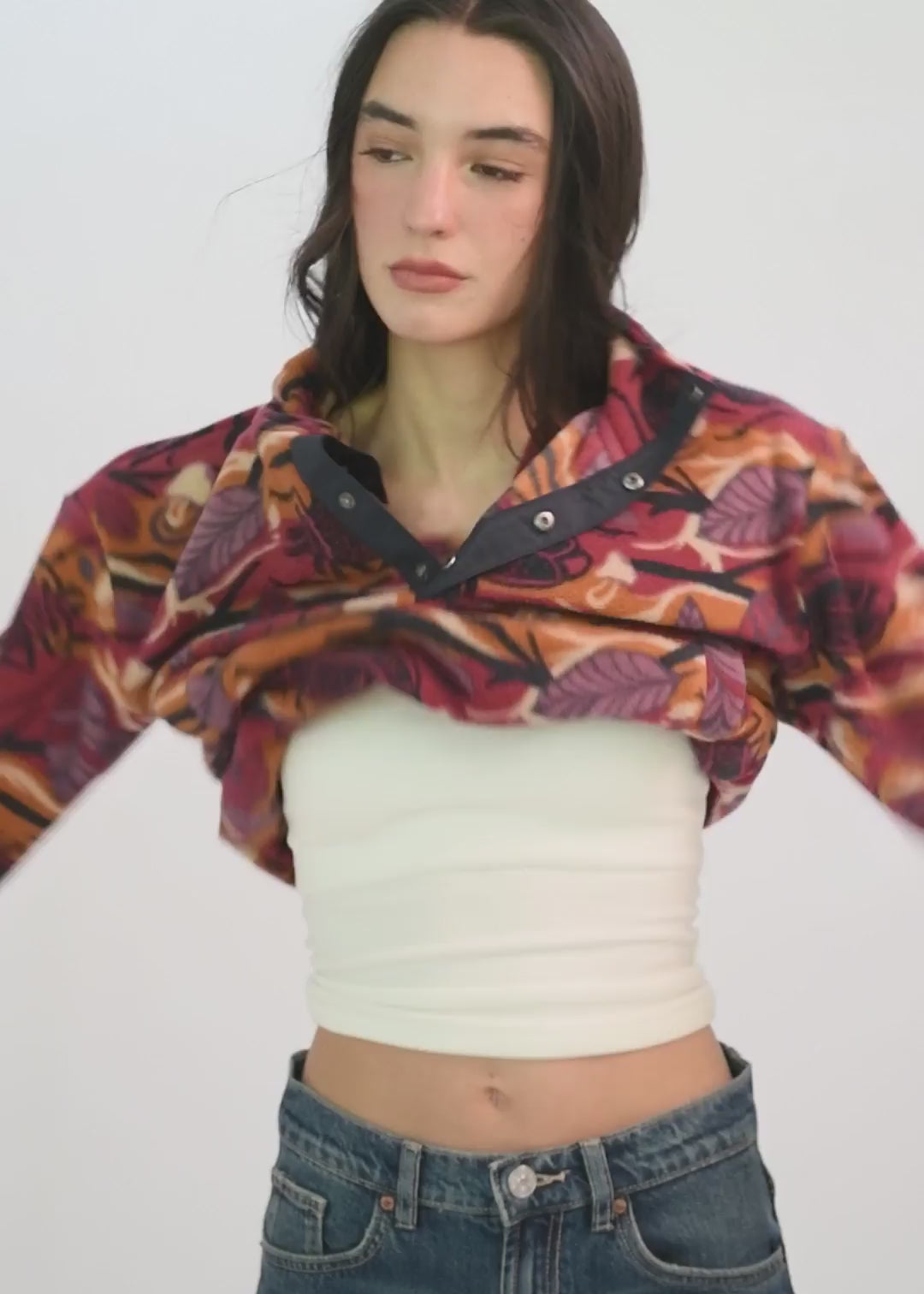 Polar Half Snap Print Mujer Lavender #Color_Peach